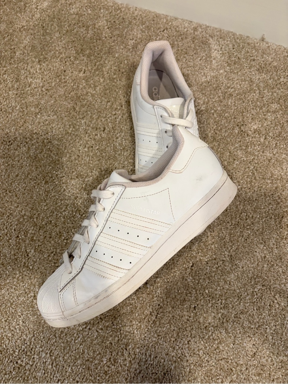 adidas White Sneakers with Light Beige Accents